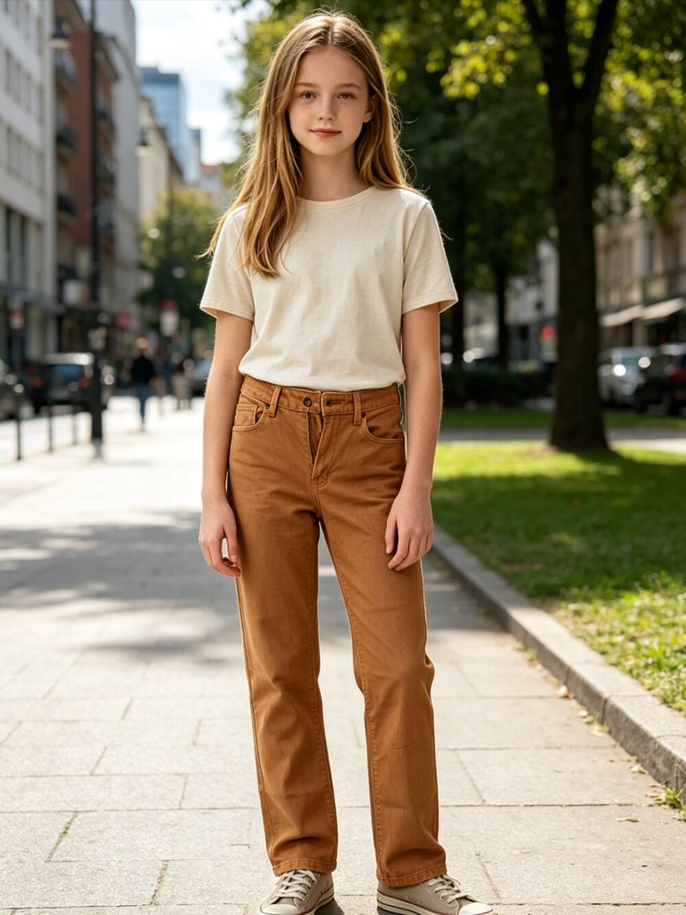L.L.Bean Classic Fit Caramel Cognac Brown Cotton Canvas Straight Leg Pants